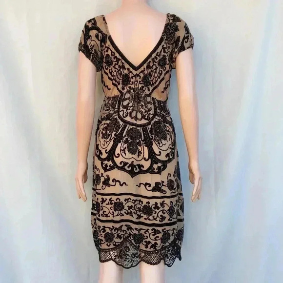 Hale Bob Flapper Velvet Silk Dress with Black Applique Size Small - Picture 5 of 9